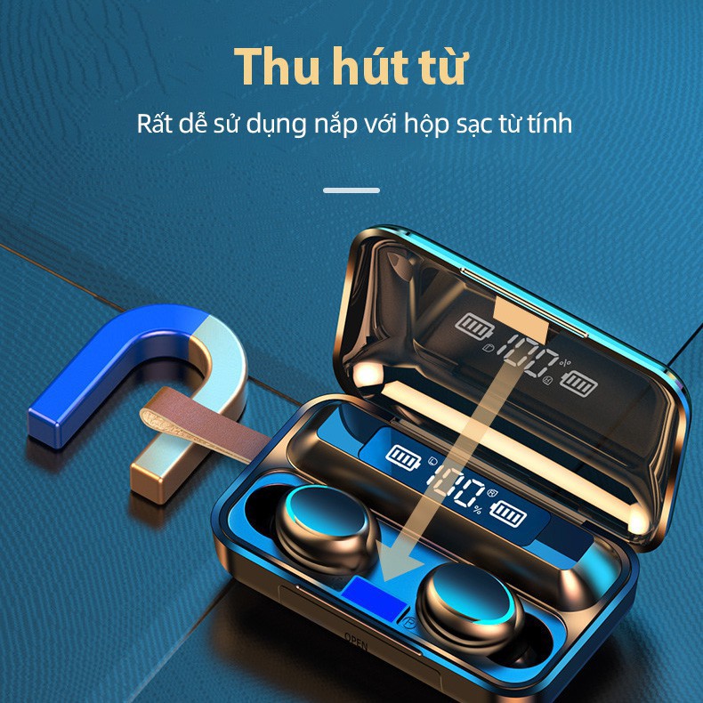 Tai Nghe Bluetooth F9 Pro, Bass mạnh bản quốc tế cao cấp cảm ứng chống nước, chống ồn, cảm biến...