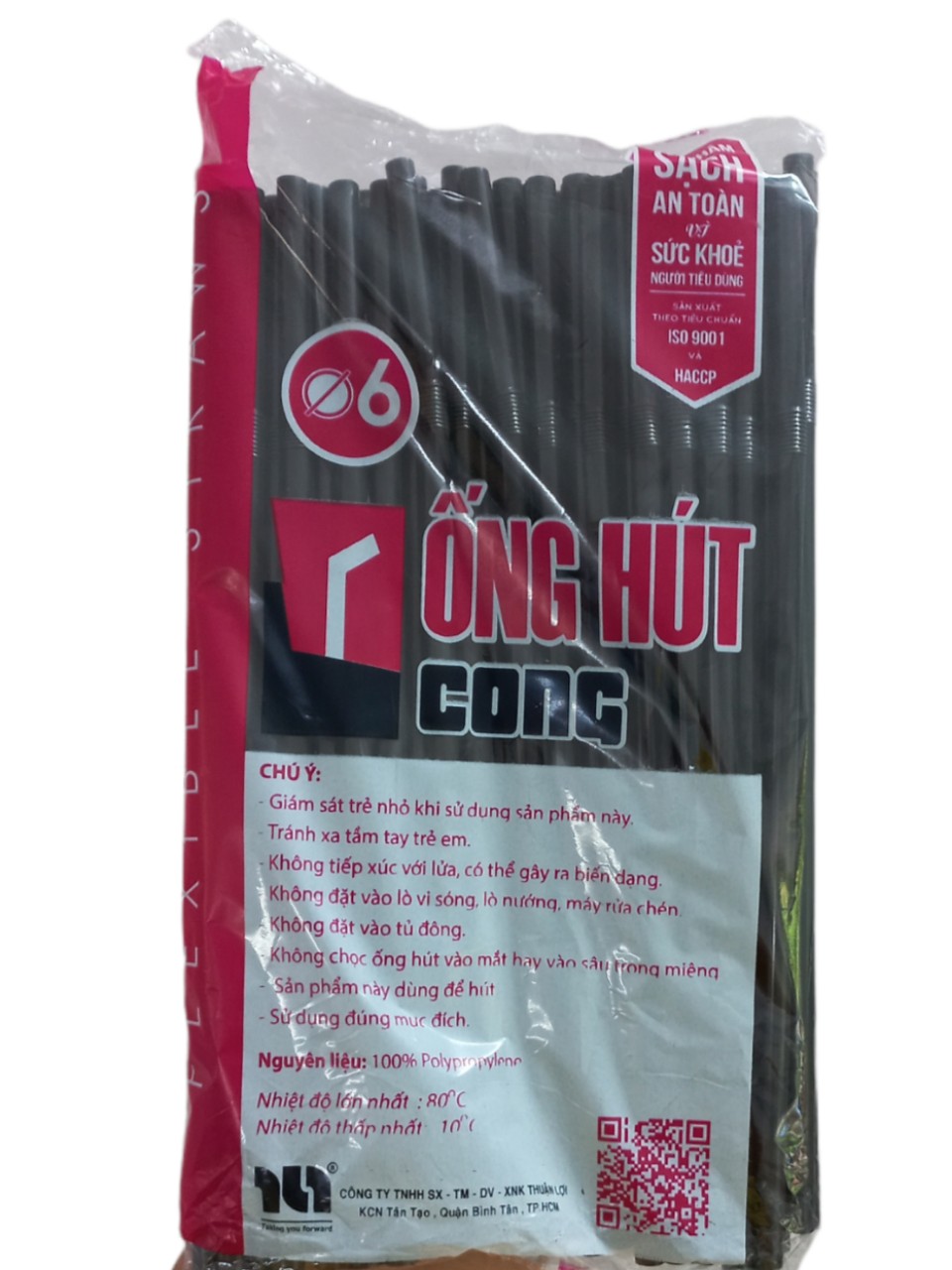 Ống hút cong phi 6 MÀU ĐEN sạch an toàn khi sử dụng