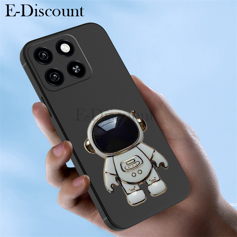 Cartoon Astronaut Stand Phone Case for ZTE Blade A35 A55 Smooth Dustproof Soft TPU Back Cover Design. 