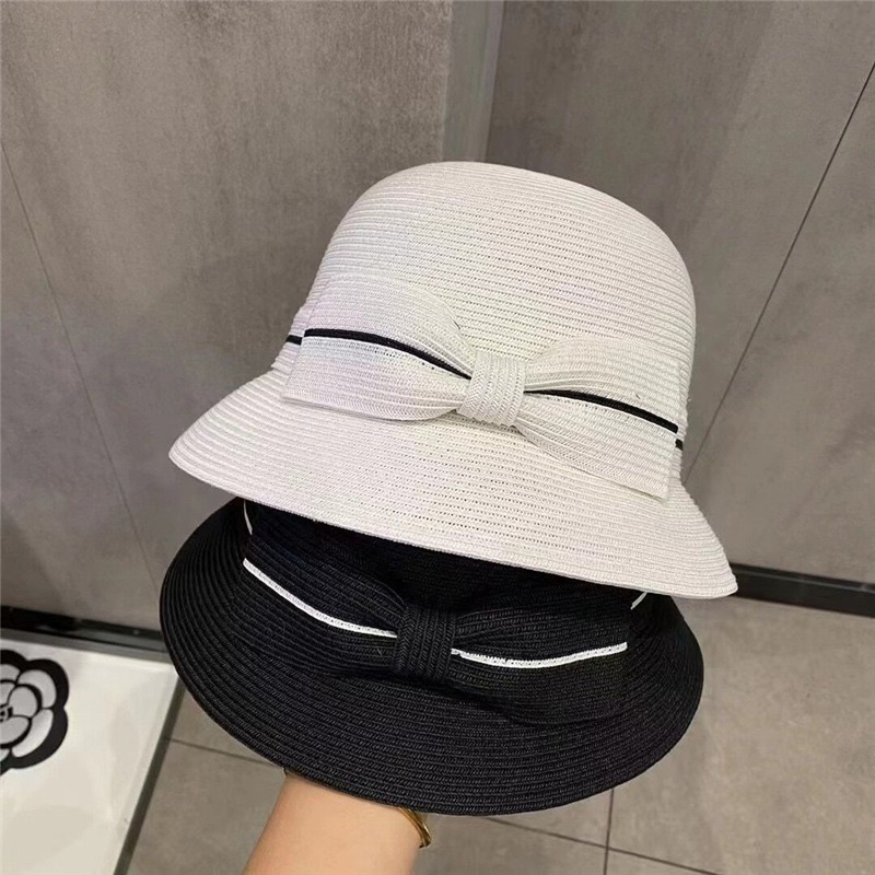 Mũ cói vành nhỏ cụp đính nơ chất mềm đẹp (Sh60)