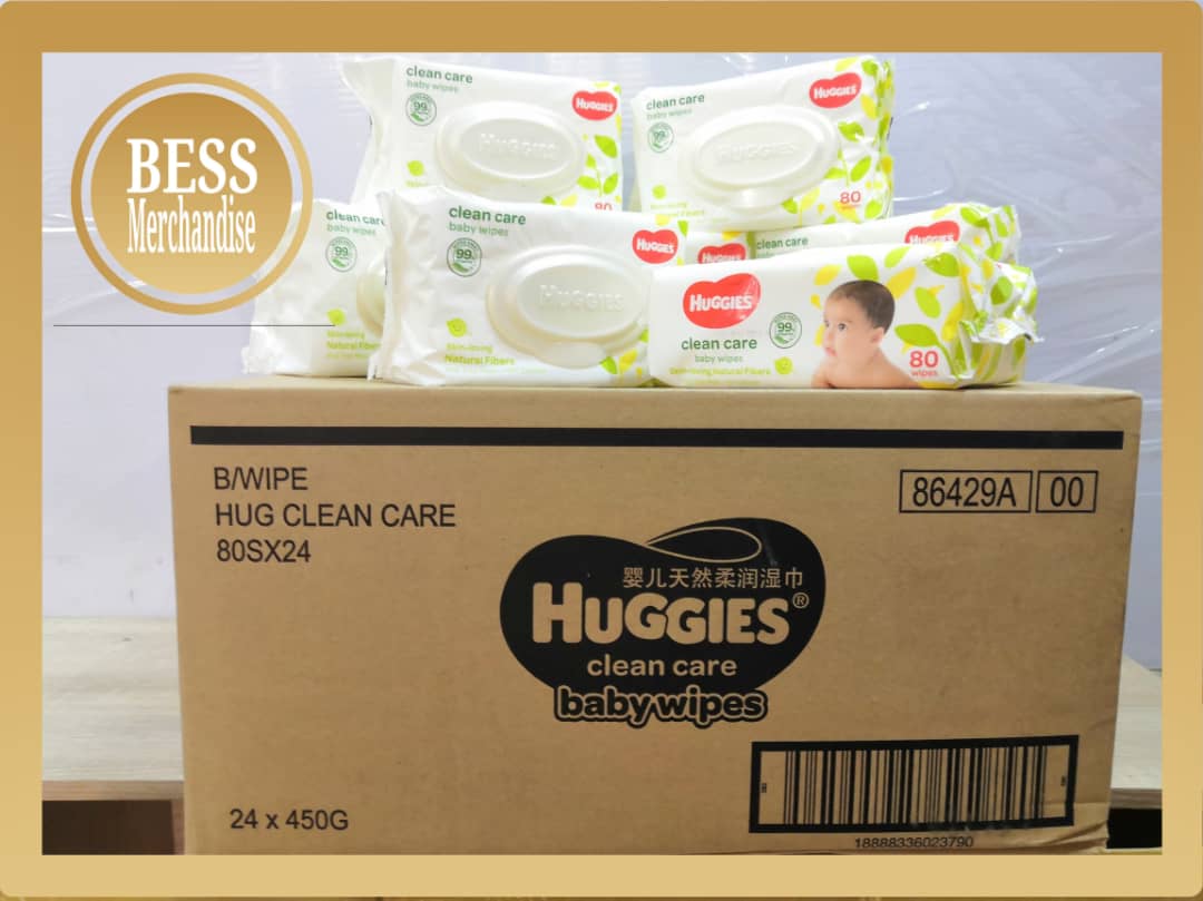 Huggies clean care baby wipes 80pcs x 24pack (1BOX) Lazada