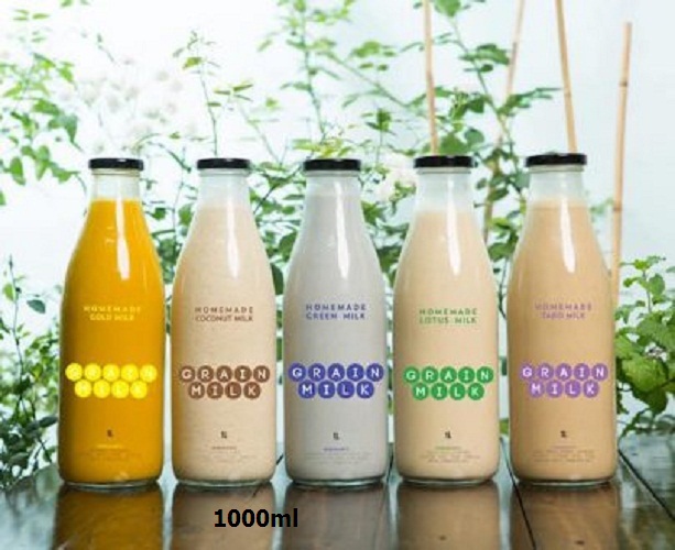 Bình thủy tinh đựng sữa 1000ml nắp thiếc