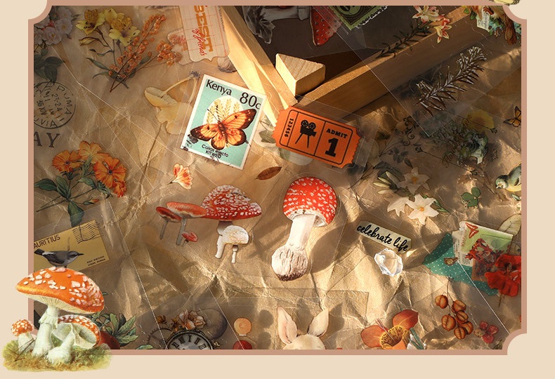 Hộp 100 tấm sticker vintage trang trí sổ