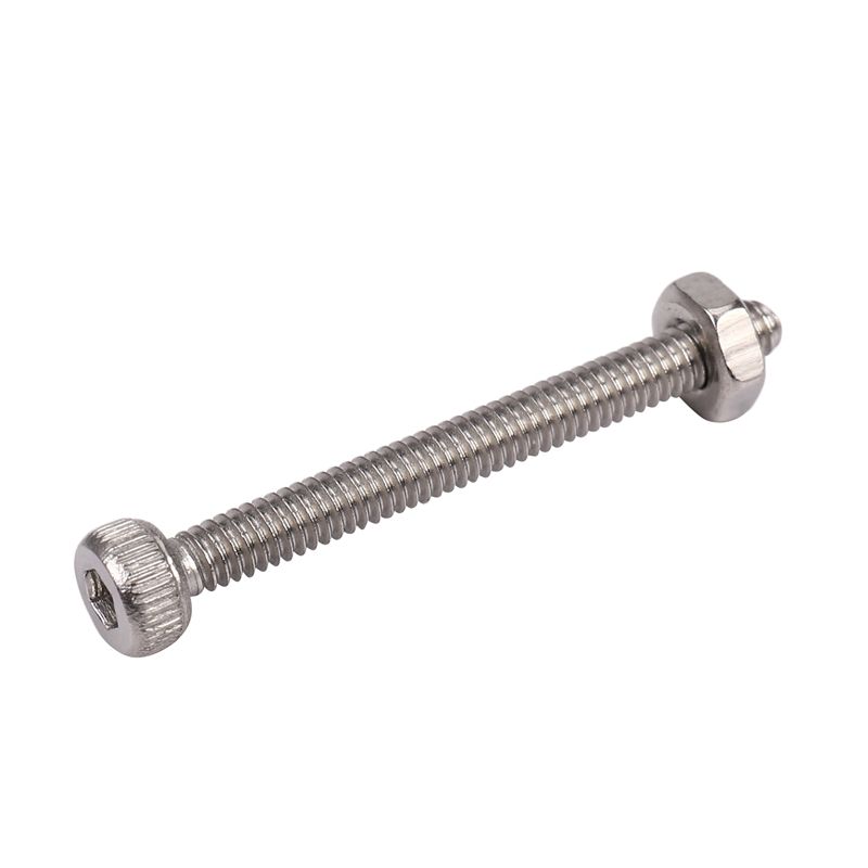 M2 x 20mm Long Hex Socket Knurled Cap Screws Bolts Nuts Set 20Pcs