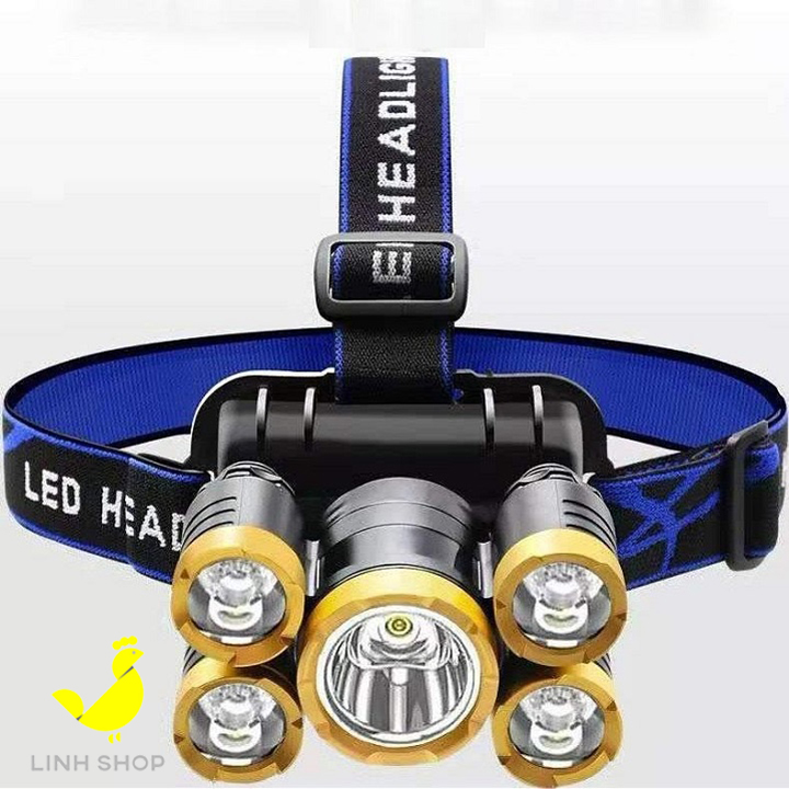 Xả rẻ Đèn bin siêu sáng - Đèn pin đội đầu 5 bóng LED