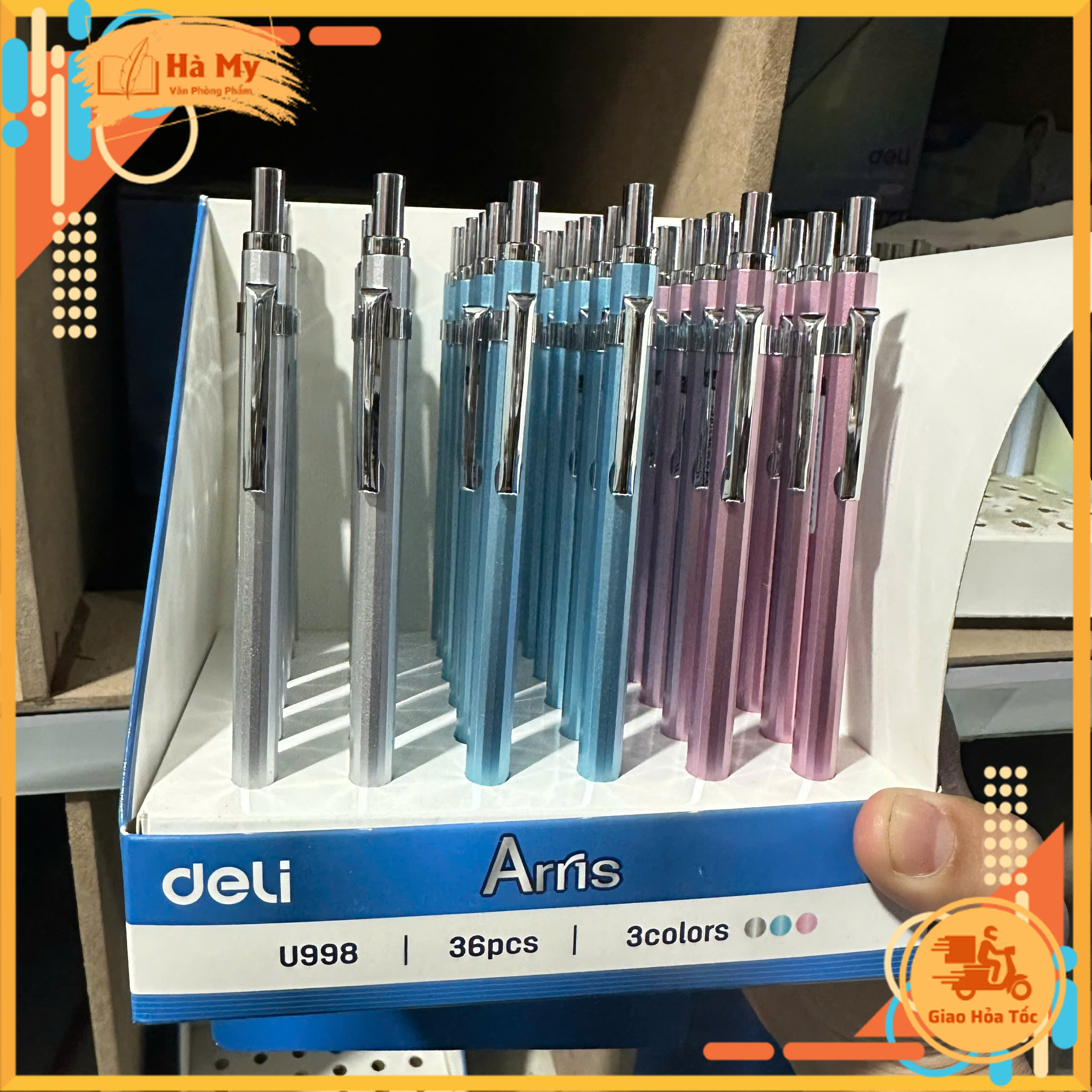 Bút chì kim bấm U998/U999 Deli kèm đầu tẩy thân kim loại