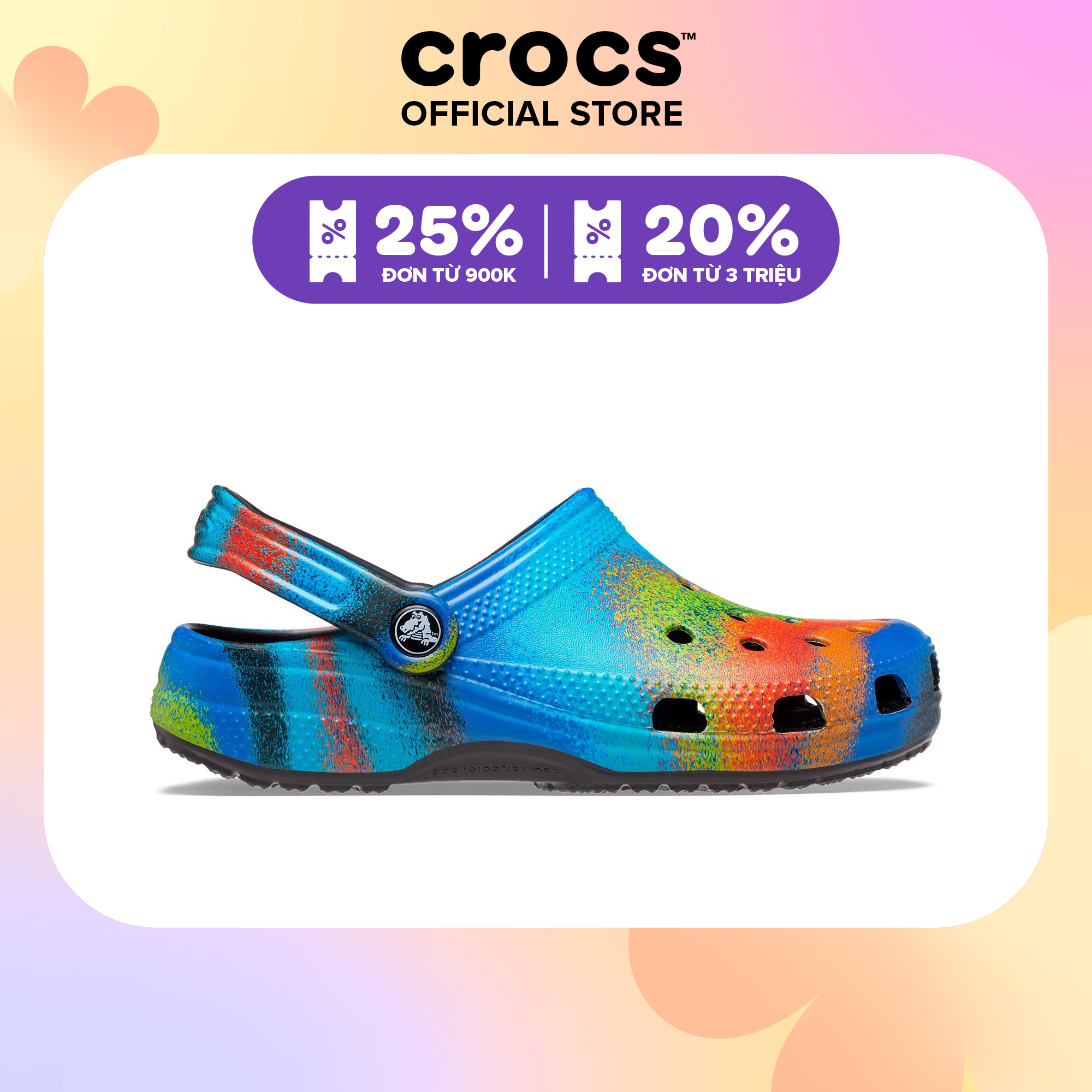 Giày Clog Unisex Crocs Spray Dye Classic - Black - 208054-0C4