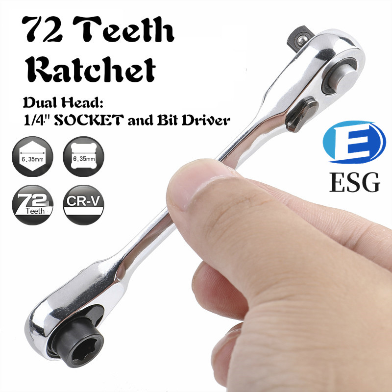 Cờ Lê Ổ Cắm Bánh Cóc Hai Đầu 2 Trong 1 Mới Tua Vít Điều Khiển Đầu Lục Giác Mini 72 Răng Tay Cầm Cờ Lê Tháo Nhanh Hai Chiều