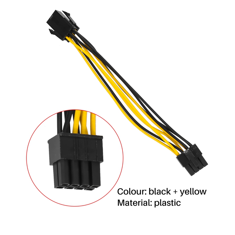 2 Pack Graphics Card 6 Pin to 8 Pin PCIe Adapter Power Cable (GPU Video Graphics Card Power Cable) 7.8 Inch