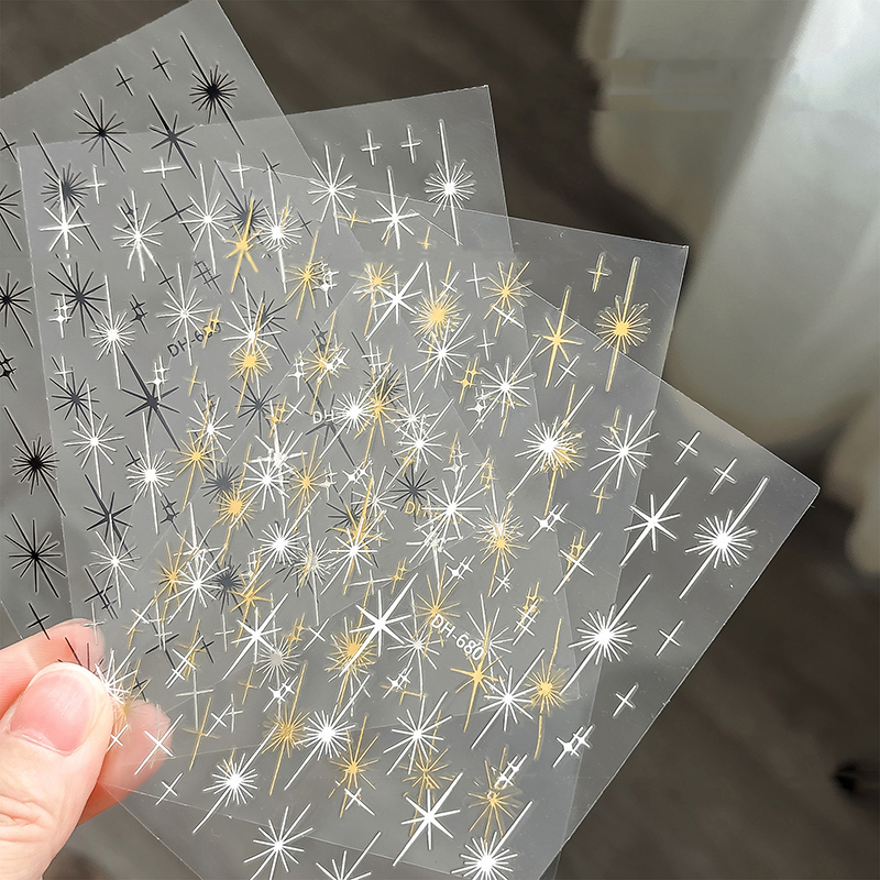 Star Radiant Nail Decals Transfer Stickers 3D DIY Line Nail Art Decoration.