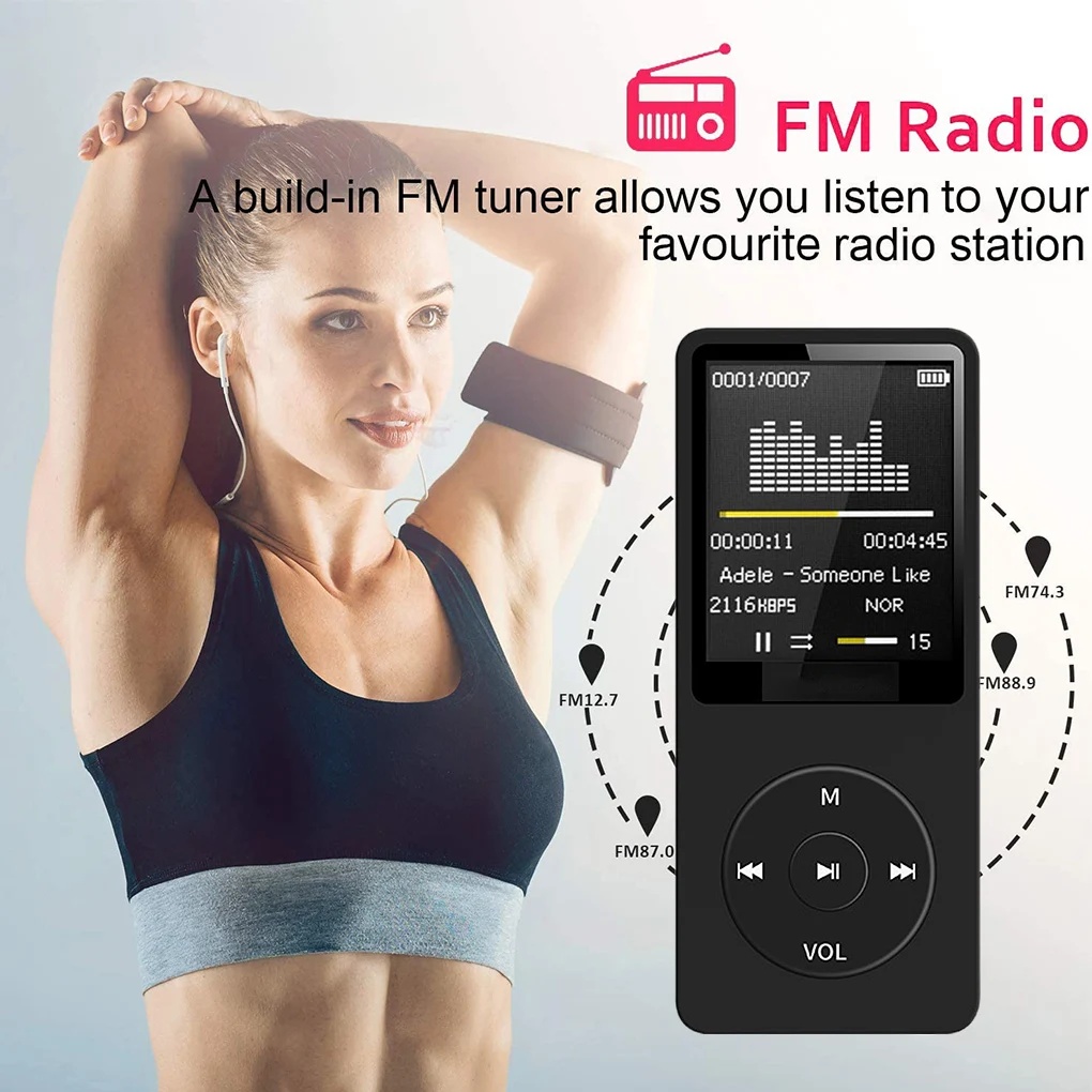 【Thriving】 Portable MP3 Player Rechargeable Record Noise Conduction Lossless Pocket Sport Music Play with Micrphone Walkman Machine.