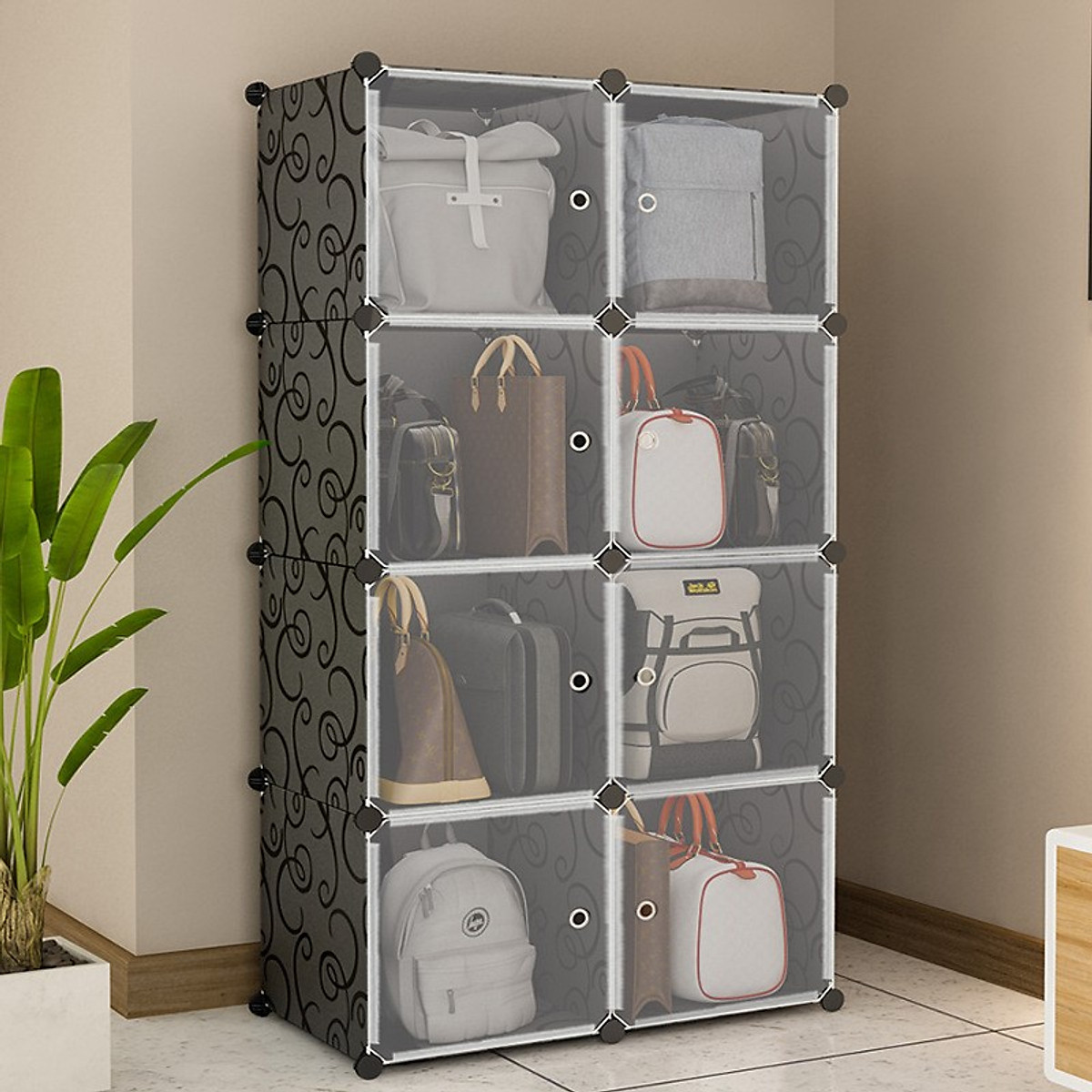 Tủ kệ lắp ghép 8 ngăn đựng quần áo , túi xách