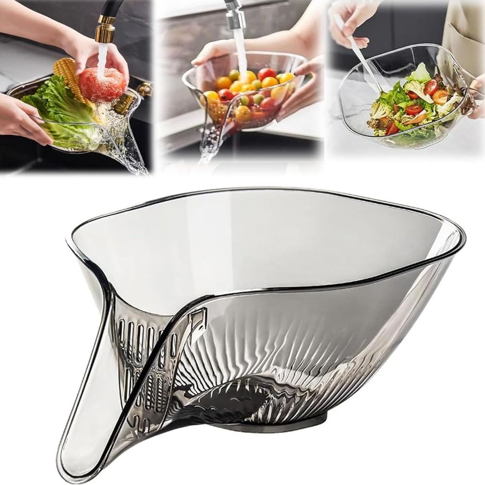 QEARZ Kitchen Multifunctional Drainage Basket Fruit Plate Plastic Draining Bowl Creative Salad Rice Washing Basket Household Sink