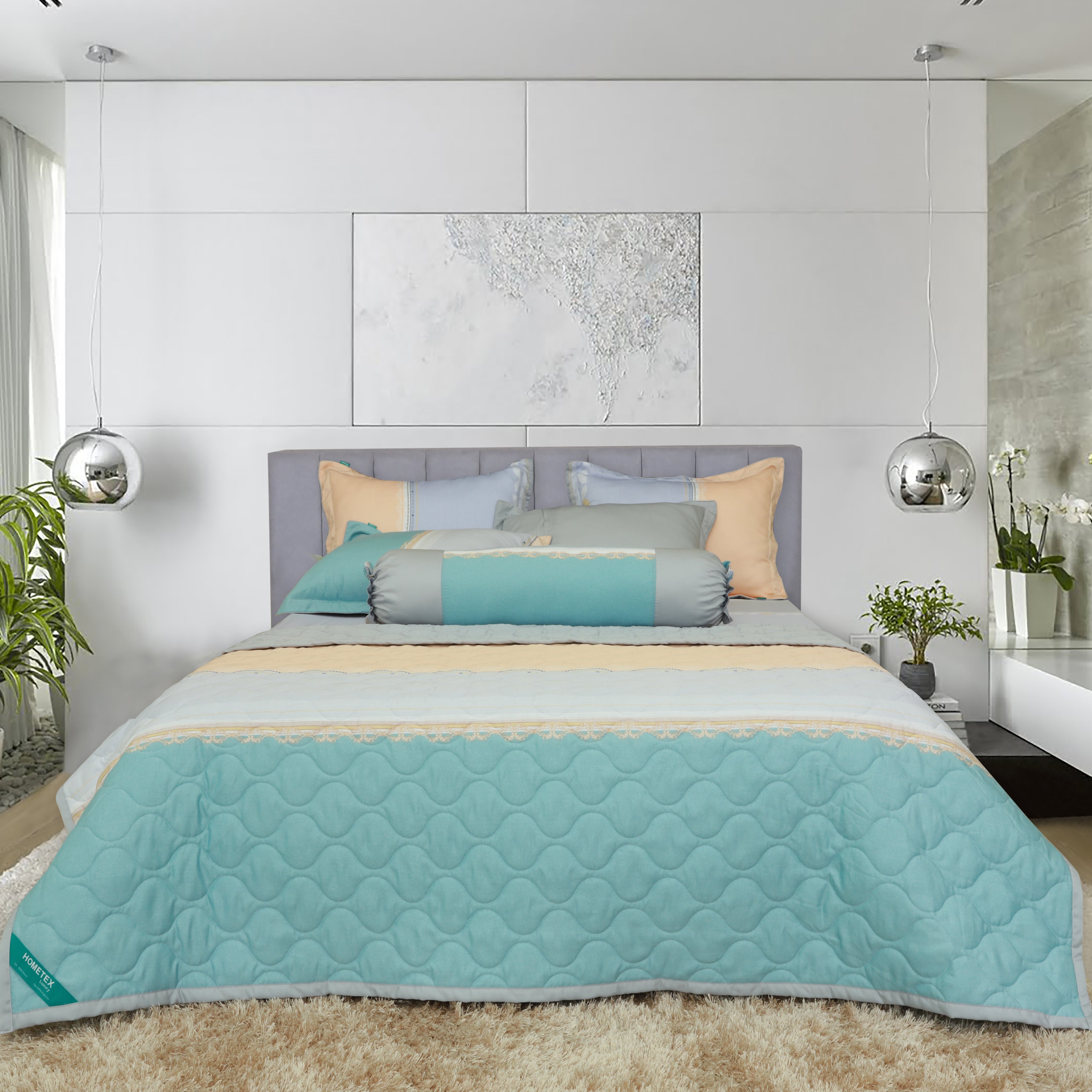 Bộ chăn drap gối tencel Hometex 180x200cm