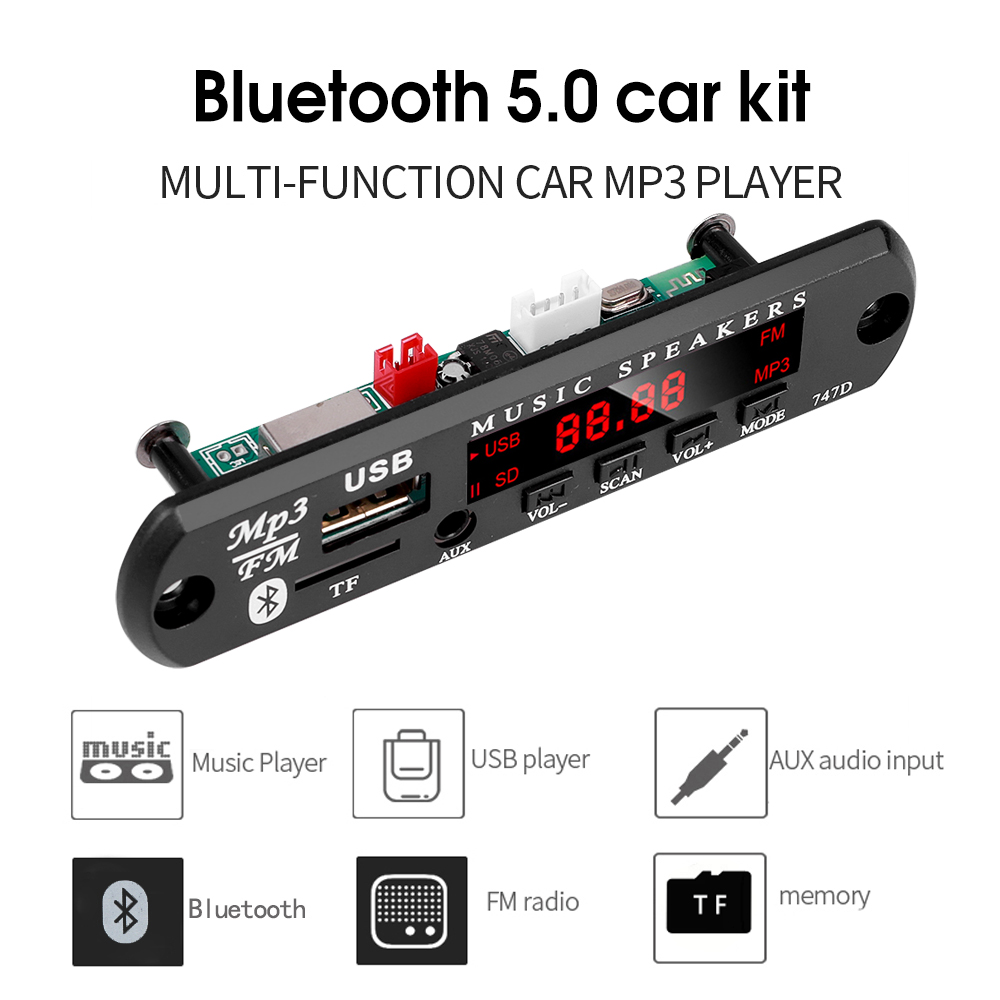 KEBIDU Bảng Mạch Giải Mã Máy Nghe Nhạc MP3 Bluetooth 5.0 Không Dây 9-12V Mô-đun 9-12V USB Thẻ TF Đài FM AUXWith Điều Khiển Từ Xa