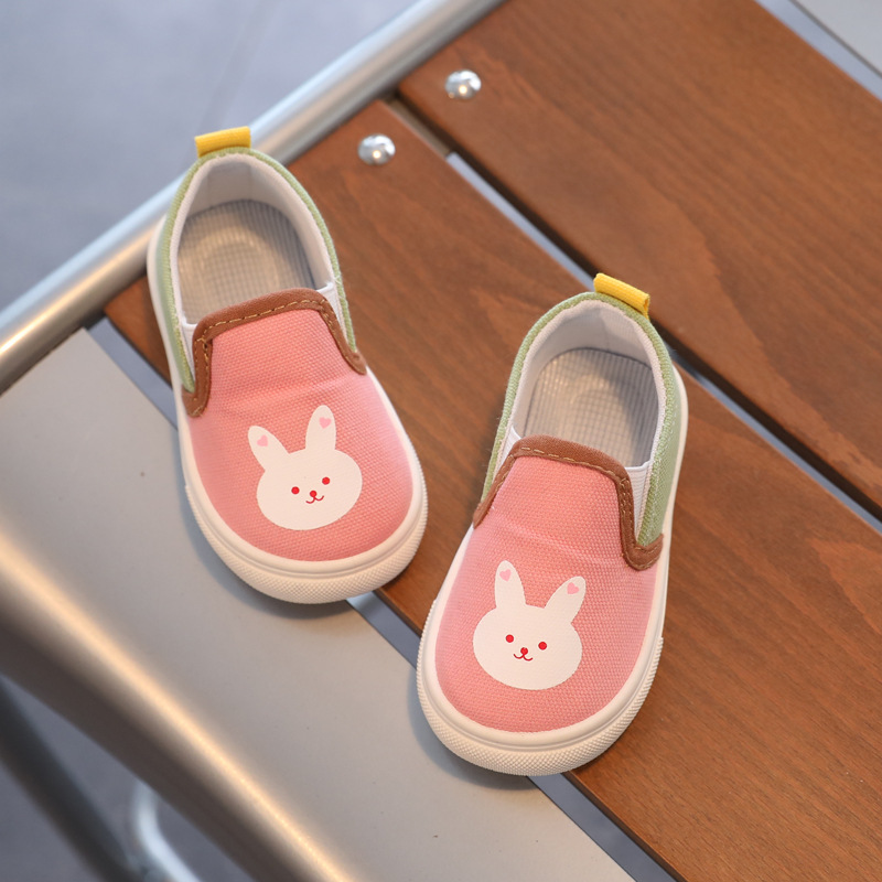 Oberni Children's canvas shoes slip-on cartoon boys and girls lightweight soft-soled shoes non-slip children's shoes