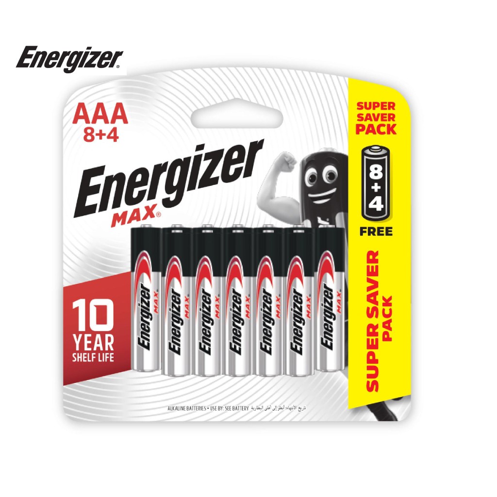 Pin AAA Energizer Max E92 BP8+4 - Vỉ 8 Tặng 4