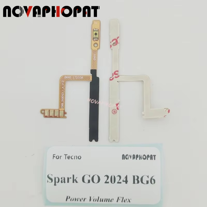 Novaphopat For Tecno Spark GO 2024 BG6 Power On Off Volume Up Down Switch Power Button Flex Cable Ribbon. 