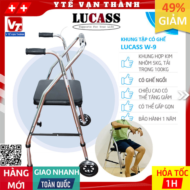 ✅ xe tập đi 2 bánh, có ghế lucass w-9 | có thể tăng giảm chiều cao -vt0483 - y tế vạn thành