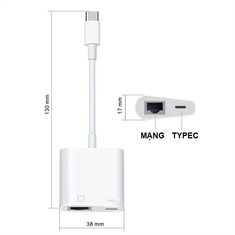 Bộ cáp chuyển đổi cổng mạng lan 2 trong 1 rj45 ethernet cho điện thoại iphone/ipad tốc độ cao