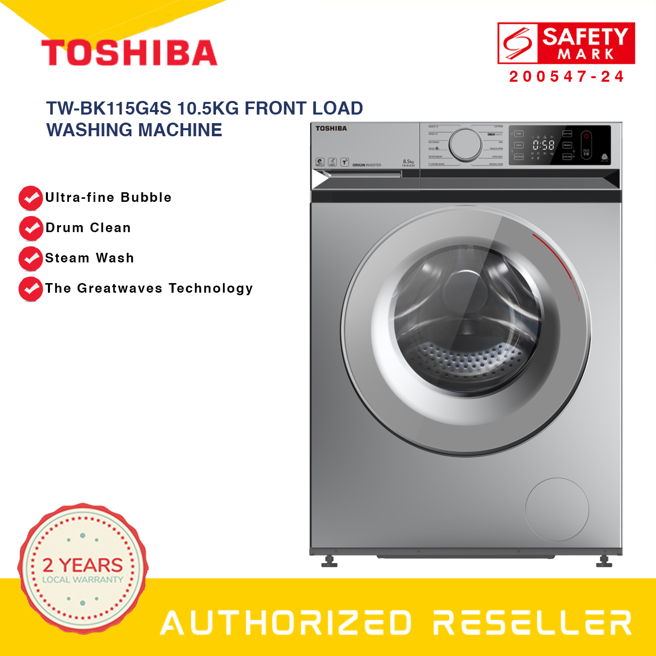 toshiba 10.5 kg front load