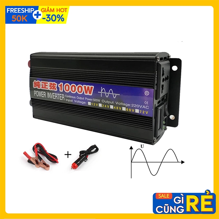 Bộ kích điện đổi nguồn Sin chuẩn 12v lên 220v Inverter 1000W