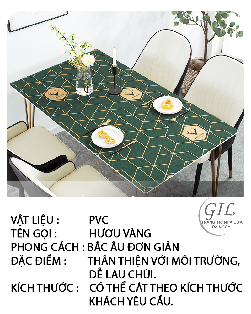 khăn trải bàn pvc hưu vàng cao cấp