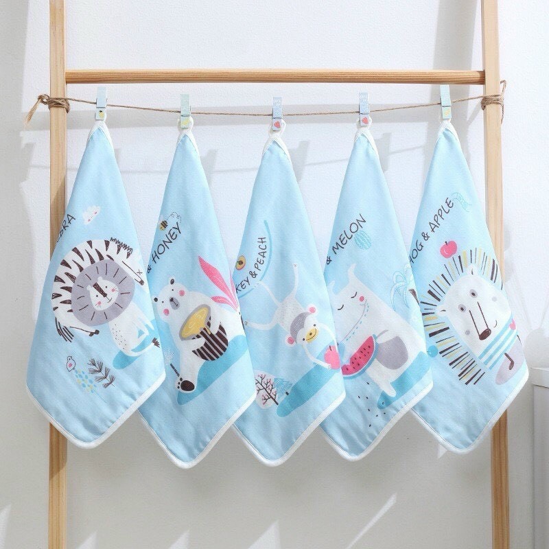 Set 5 khăn mặt xô nhăn 6 lớp ( Mẫu mới)