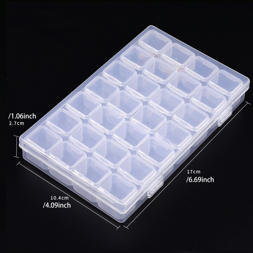 ⚡ 28 Grids ⚡ Detachable Individual Grid Storage Box Transparent Storage Box Grid Jewelry Box Plastic Storage Box Nail Art Tip Case Medicine Storage Box Earring Box