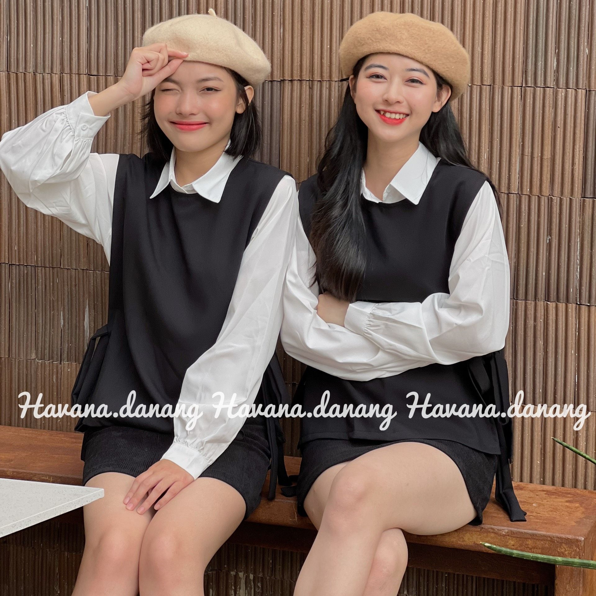 Set sơ mi trắng kèm ghile, set ghile form rộng