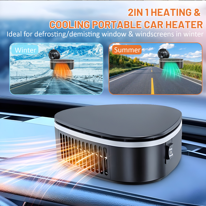 Windshield Defroster Demister 12V 2 In 1 Car Heater Portable Car ​Electric  Cooling Fan 360° Rotatable with handle