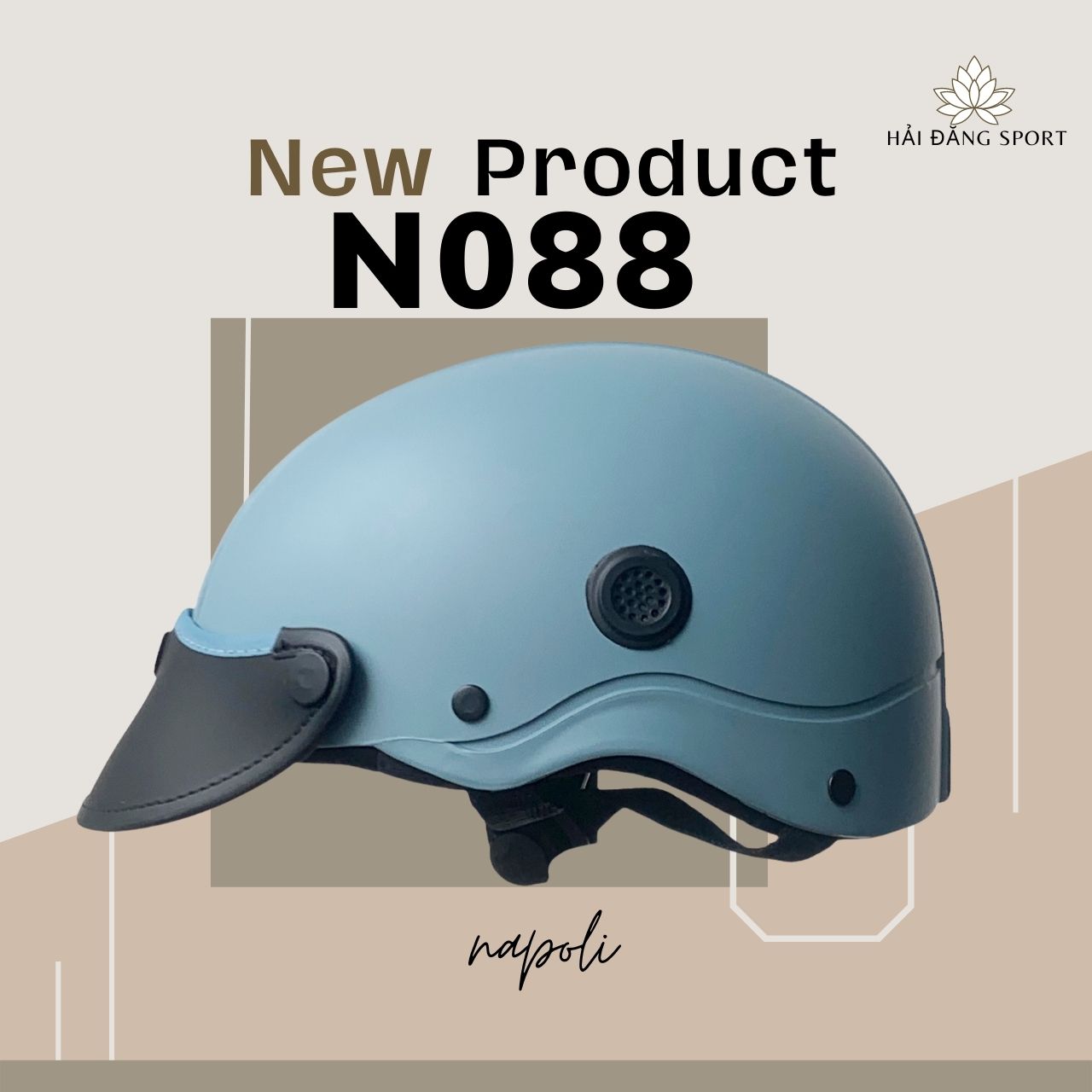 Mũ Bảo Hiểm 1/2 Đầu Napoli N088 New lớp đệm lót và lỗ thông gió (FreeSize 54-57cm) - Bảo Hành 12 Tháng