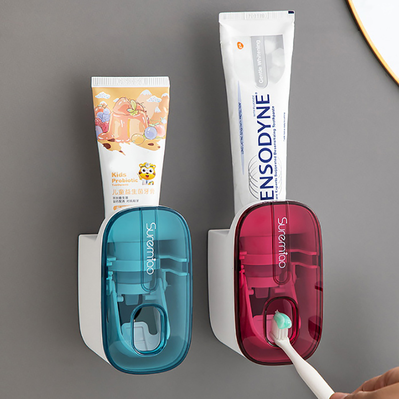 [FU💖] 1Pcs Automatic Toothpaste Dispenser Bathroom Accessories Wall Mount No Punching Lazy Toothpaste Squeezer Toothbrush Holder