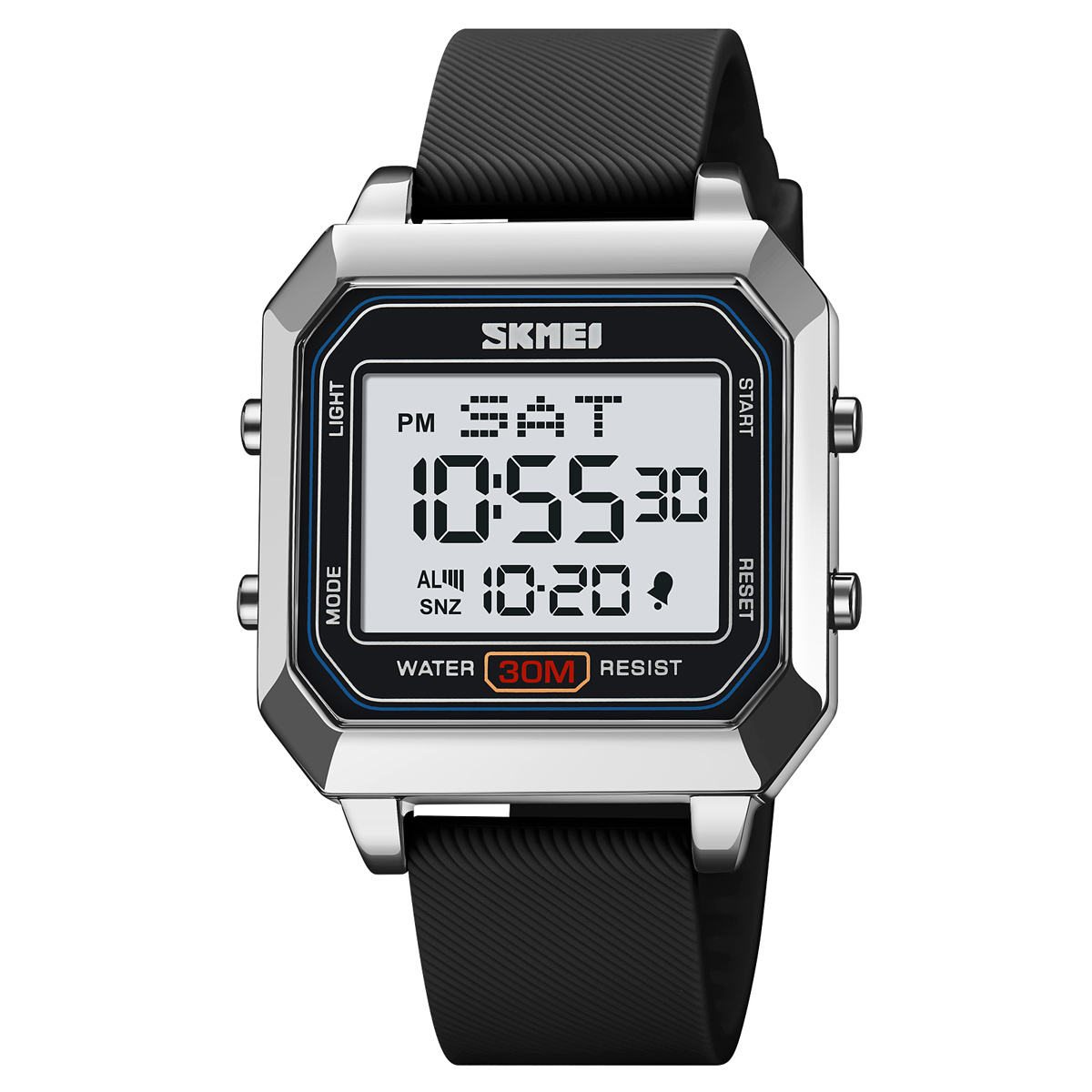 SKMEI Digital Watch for Men Fashion Sport Outdoors Casual Watch 3bar Waterproof Light Chrono Alarm Stopwatch Comfortable Silicone Strap Men's Watch