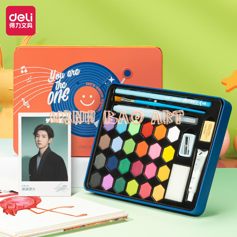 Màu nước dạng nén deli phiên bản mới water color bao gồm 8 dụng cụ chuyên nghiệp - vương nguyên tfboys