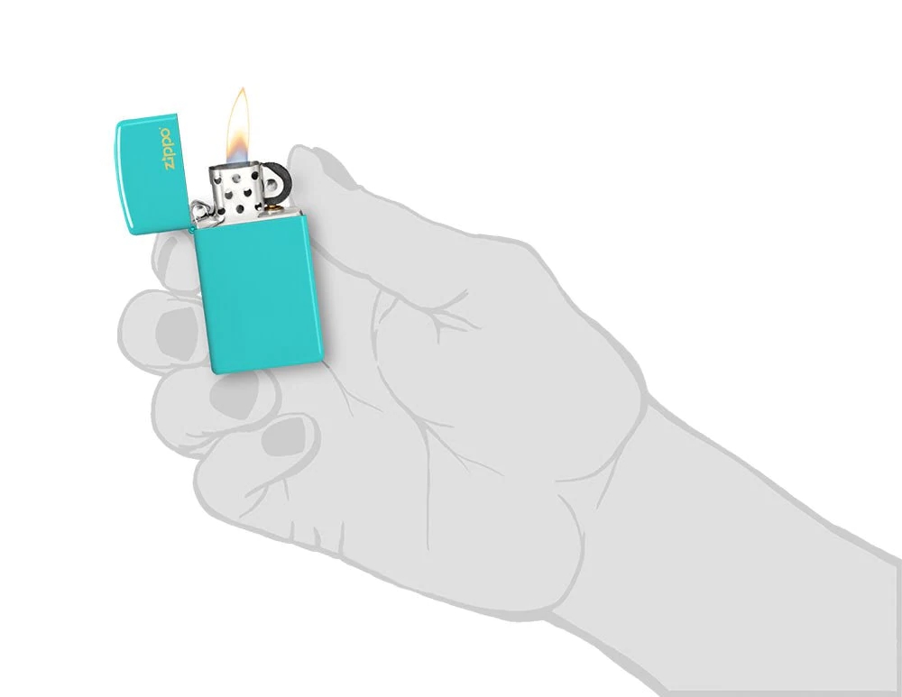 Bật Lửa Zippo 49529ZL Slim® Flat Turquoise Zippo Logo
