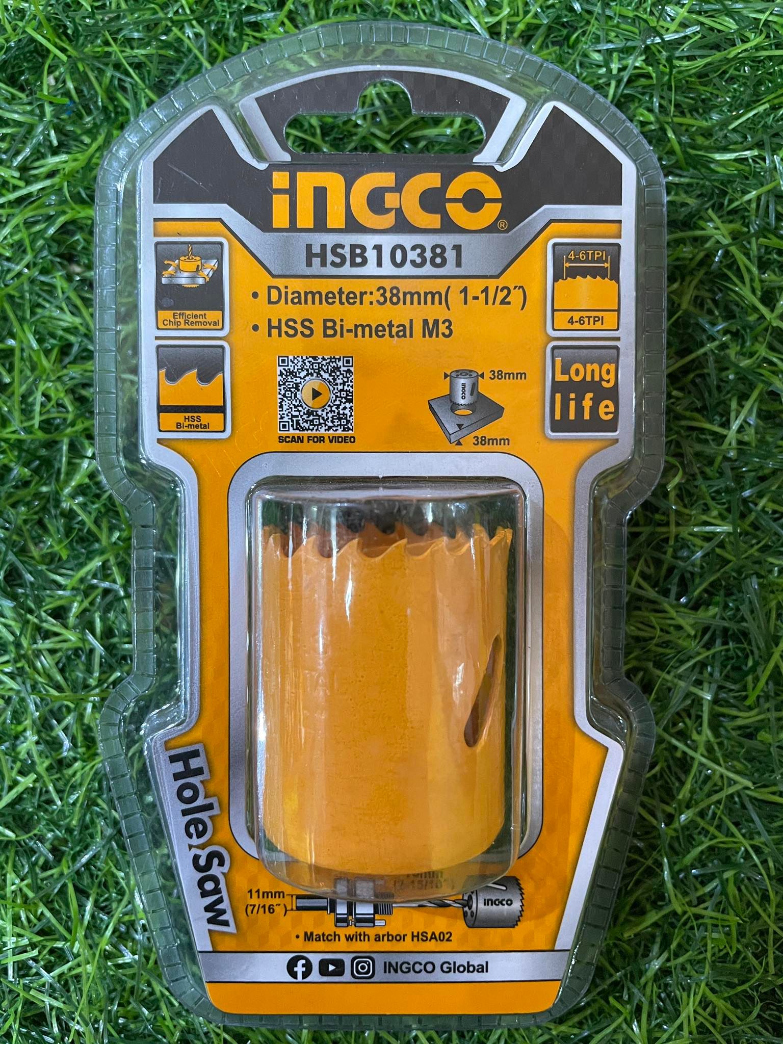 Ingco 38mm (1 1/2") Hole Saw with HSS M3 BiMetal Material HSB10381
