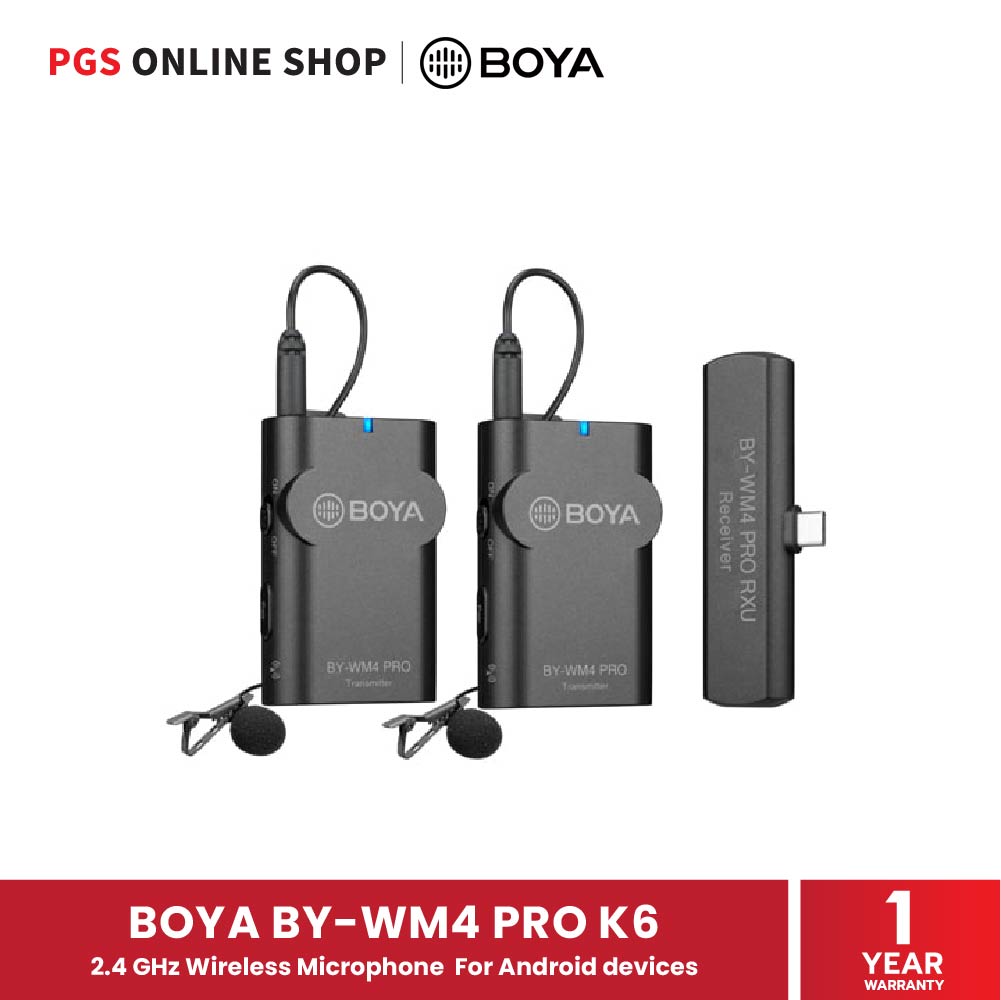 BOYA BY-WM4 PRO K2 – Microfono Wireless 2.4GHz Con 2 Trasmettitori E Ricevitore Per DSLR, Smartphone E PC