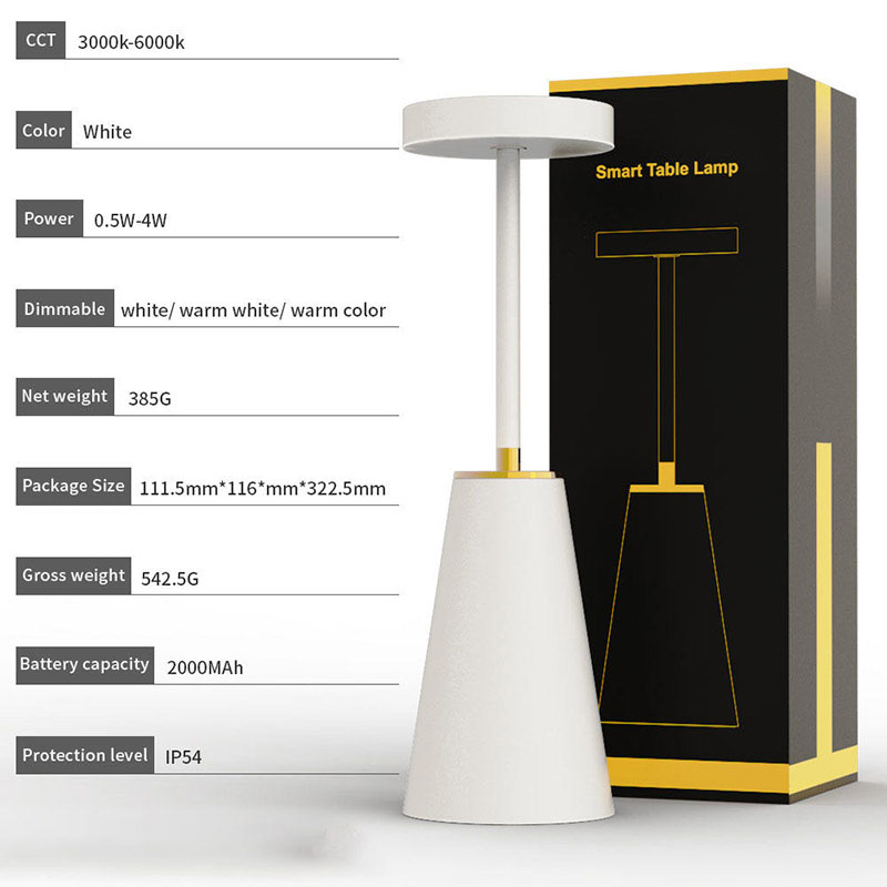 Table lamp, bedside lamp, wireless rechargeable bedroom atmosphere light, metal night light ornament, touch bar light, atmosphere table lamp