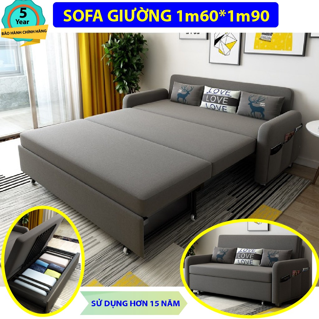 [Trả góp 0%] [Giảm Sôc] Giường sofa gấp gọn đa năng Ghế sofa thông minh ( Kích thươc 1M9X1M9 màu XÁM)