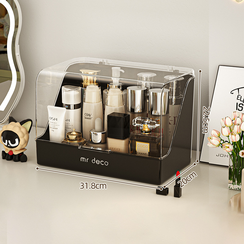 Cosmetic storage box Dustproof storage box with cover Large storage box Multifunctional storage box Drawer type Skin care products dresser shelf