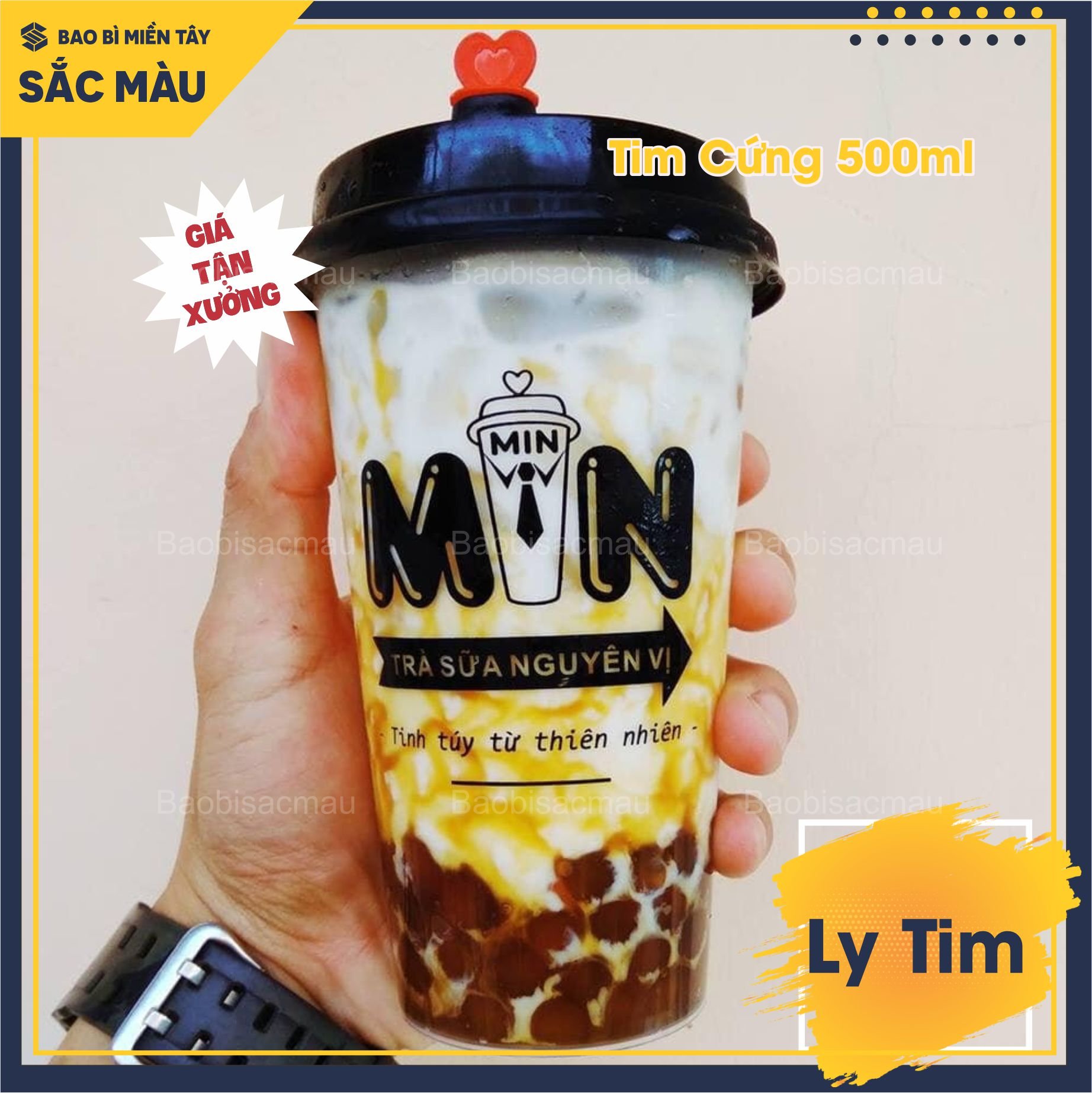 Sỉ 50 cốc/ ly nhựa tim 500ml và 700ml