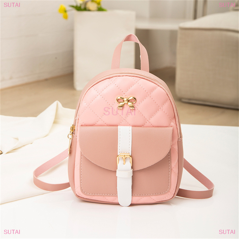 💖SUTAI Ba lô nhỏ bằng da PU thời trang retro cho nữ Ba lô học sinh hợp thời trang đa năng