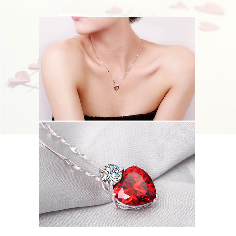 Dây chuyền nữ bạc s925 mặt đá hình trái tim - s299