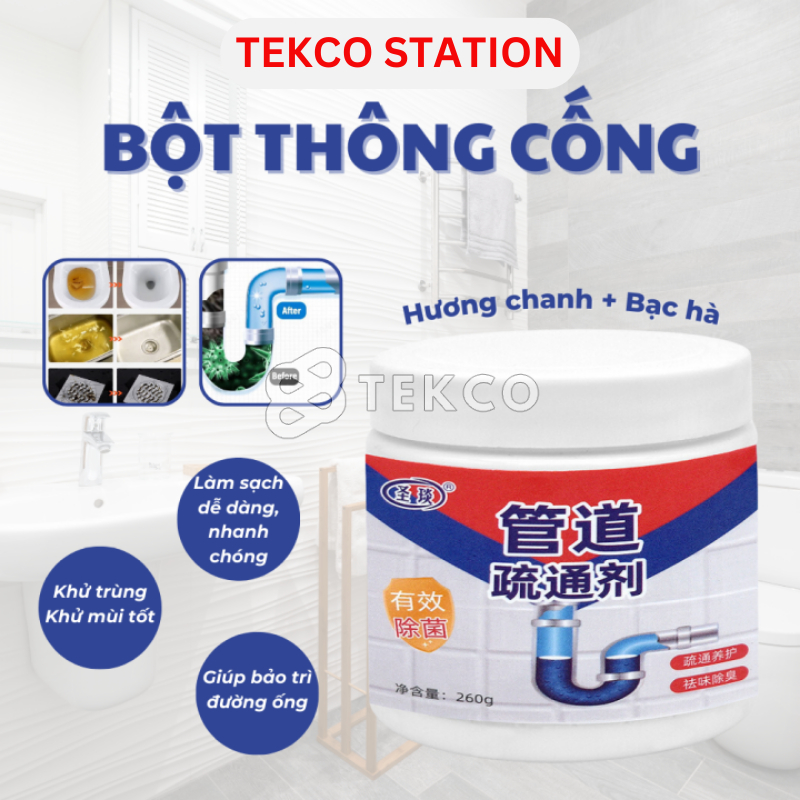 Hũ bột thông cống cực mạnh 260gr - thông tắc nghẽn cống, đường ống, bồn cầu, bồn rửa