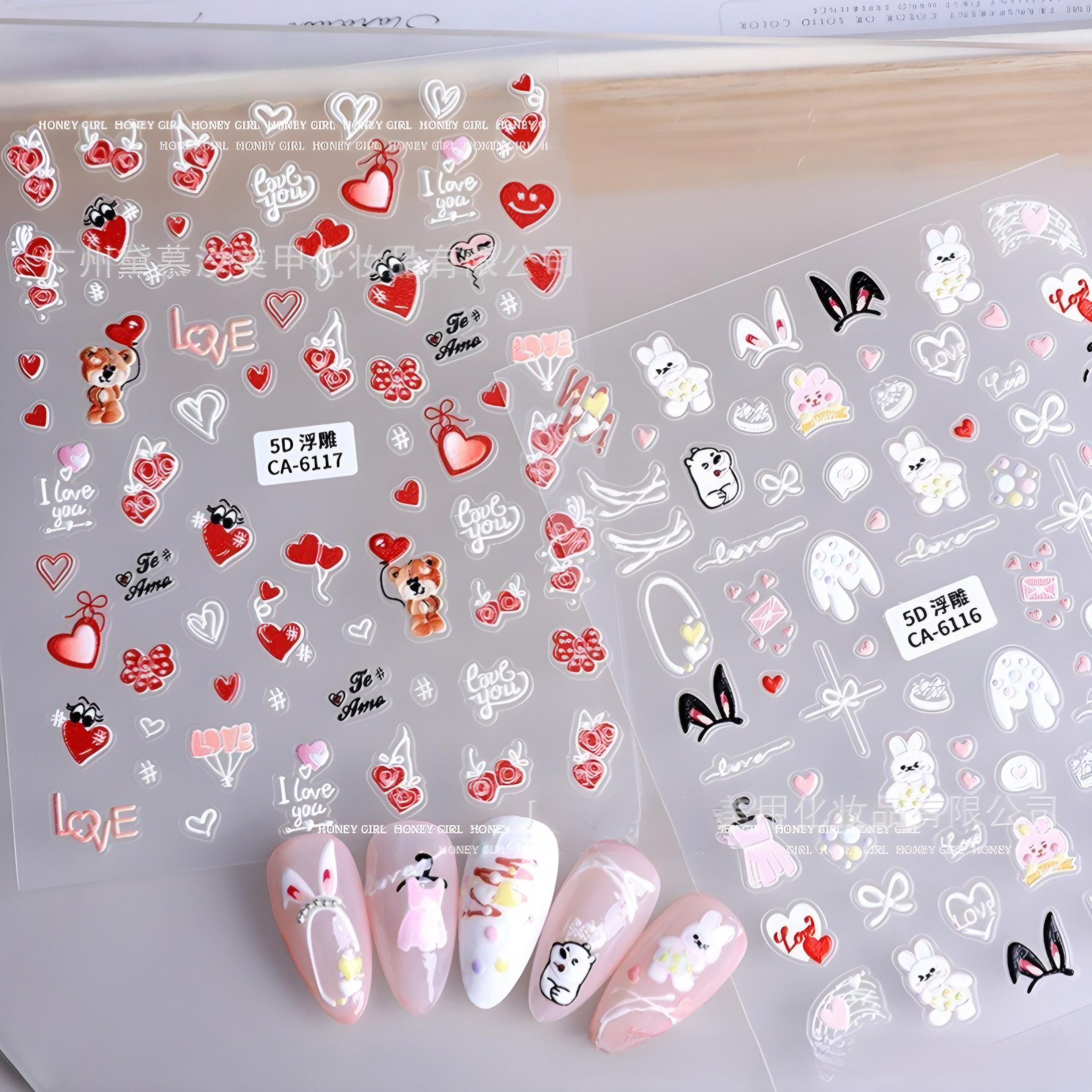 Sticker Nail 5D Lụa Nổi | LOVE Tim Đỏ | Hình Dán Móng Tay CA