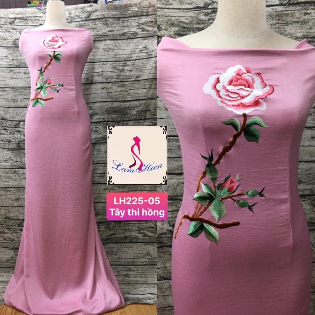 Vải áo dài lụa tây thi bông thêu LH225