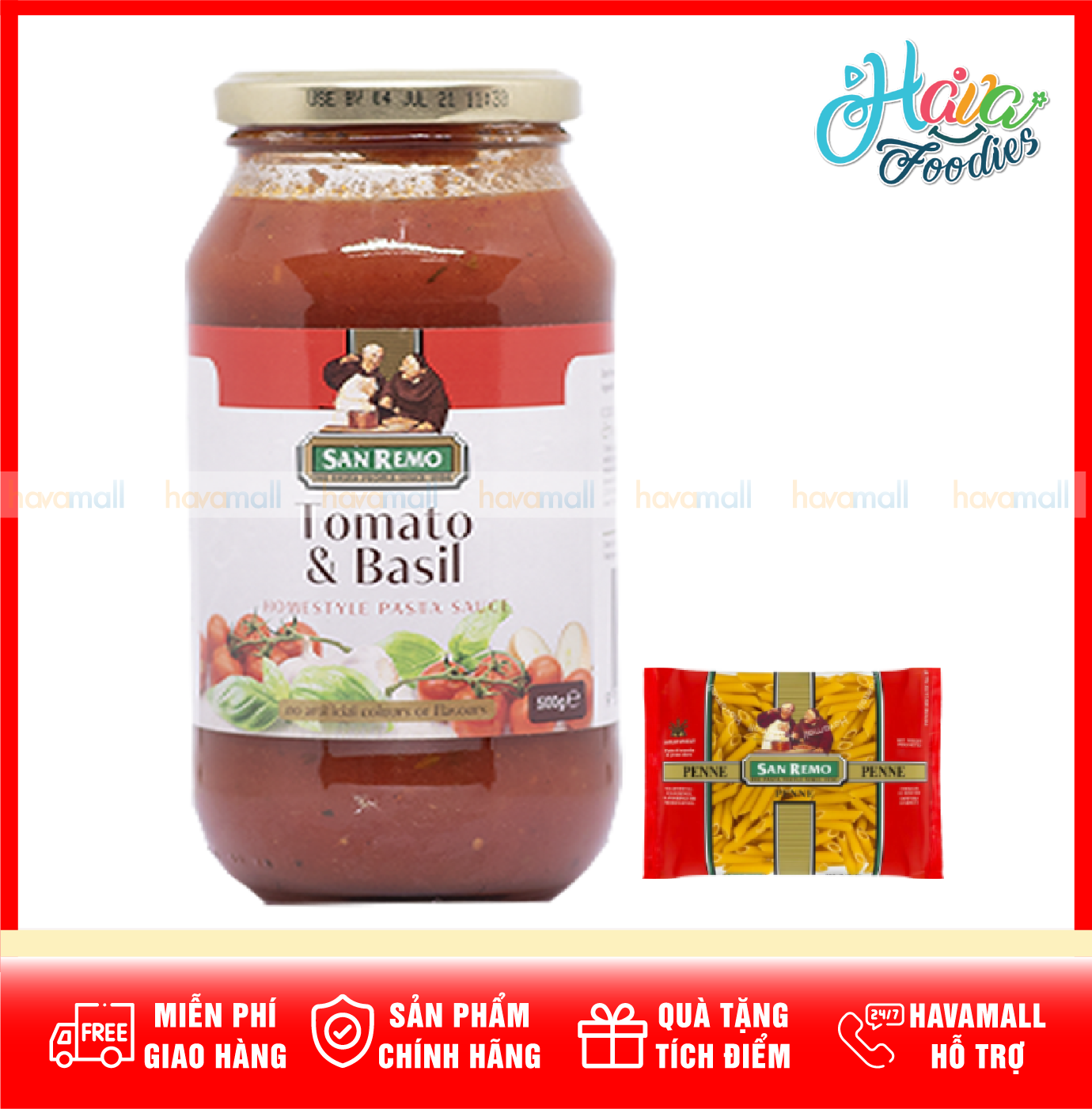 [HOÀN TIỀN MAX 10%][TẶNG KÈM NUI SỐ 18 50g] Sốt Mỳ Ý Cà Chua Và Rau Quế San Remo hủ 500 G