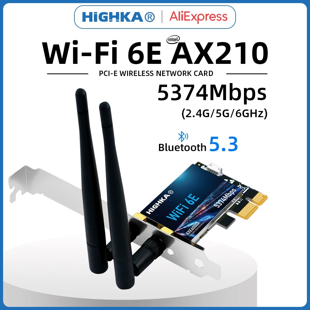 5374Mbps Wi-Fi 6E PCIe Wireless Network Card 5G/6Ghz WiFi Adapter Bluetooth  5.3 PCI Express