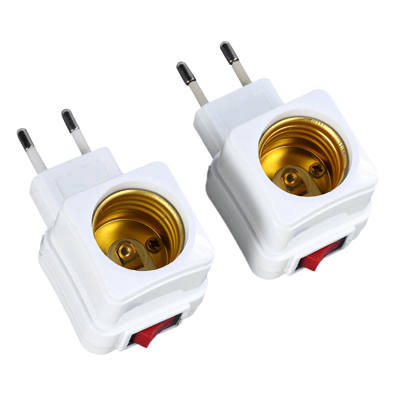 DIPPRUN 1 Pcs E27 LED Light Lamp Bulbs Socket Base Holder EU Plug Adapter ON/OFF Switch White